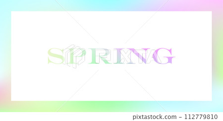 Lettering Spring on white Background. Blurred Gradient Effect word. Color Springtime banner with soft colors for seasonal creative Graphic design. Vector illustration with Text. Abstract Template. 112779810