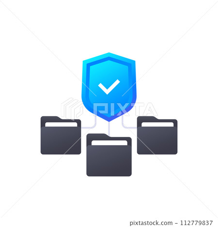 secure folders vector icon with a shield 112779837