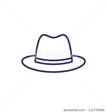 fedora hat line icon on white fedora hat line icon on white 112779880