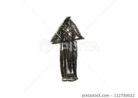 A photo of a black arrow pointing upwards on a white background. A photo of a black arrow pointing upwards on a white background. 112780022