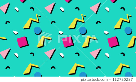 Memphis Background Retro Background With Different Color Figures Memphis Background Retro Background With Different Color Figures 112780287
