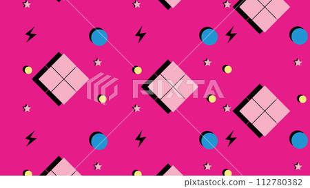 Memphis Background Retro Background With Different Color Figures 112780382