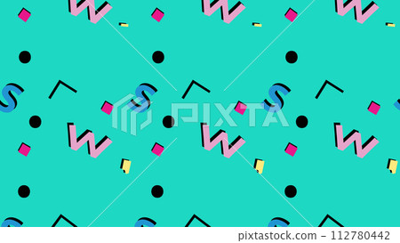 Memphis Background Retro Background With Different Color Figures 112780442