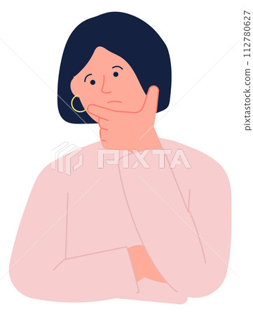 Doubtful woman. Thinking confused person. Problem solving Doubtful woman. Thinking confused person. Problem solving 112780627