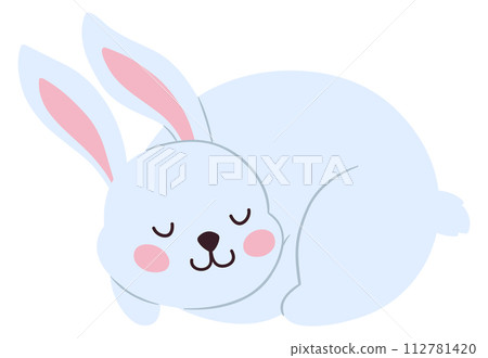 Dreaming rabbit. Sweet white animal. Sleeping bunny Dreaming rabbit. Sweet white animal. Sleeping bunny 112781420