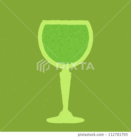 Green cocktail with cream. Non-alcoholic smoothie in stemware glass. Refreshing liquid Green cocktail with cream. Non-alcoholic smoothie in stemware glass. Refreshing liquid 112781705
