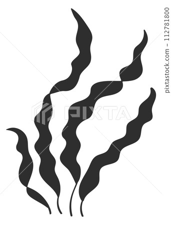 Underwater kelp icon. Sea plant black silhouette Underwater kelp icon. Sea plant black silhouette 112781800