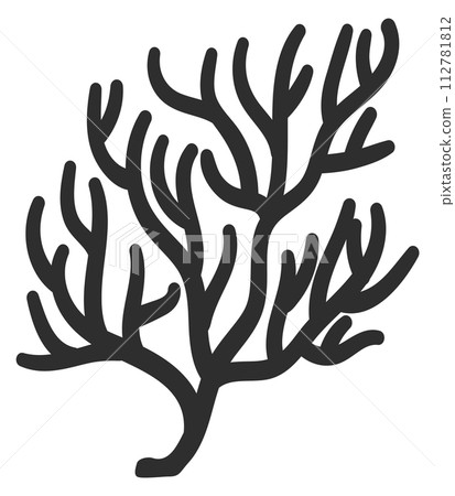 Seaweed black silhouette. Underwater plant. Ocean flora 112781812