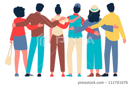 Young friends. People standing together back view 112781876