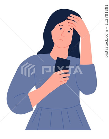 Doubtful woman thinking. Bad news frustration. Negative thoughts 112781881