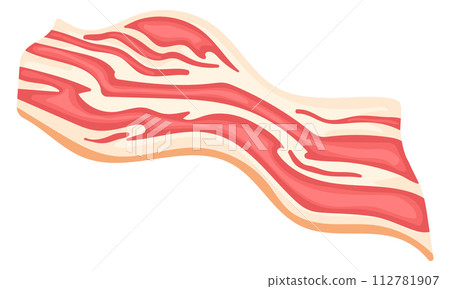 Bacon slice cartoon icon. Raw pork meat Bacon slice cartoon icon. Raw pork meat 112781907
