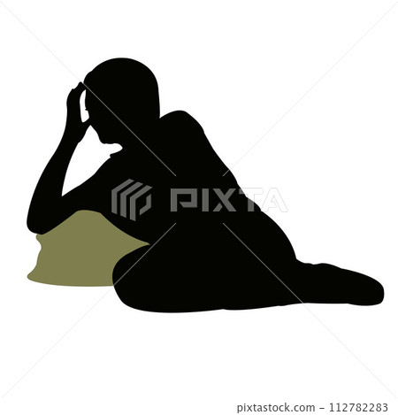 a woman sitting body silhouette vector 112782283
