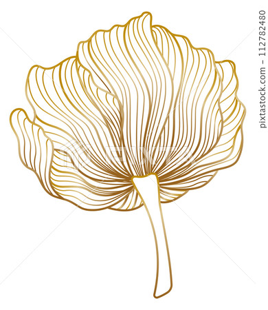 Flower in luxury elegant asian style. Golden line texture Flower in luxury elegant asian style. Golden line texture 112782480