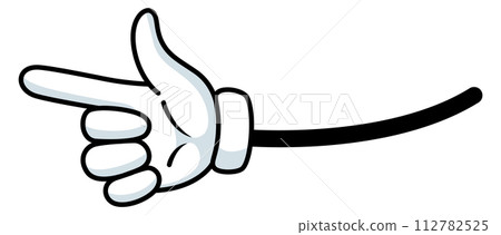 Retro comic hand pointing. White glove fingers Retro comic hand pointing. White glove fingers 112782525
