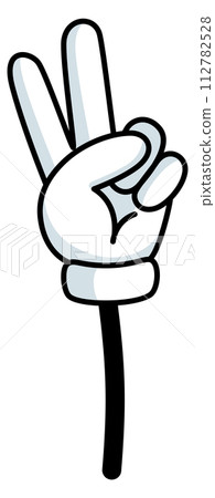 Victory sign. Hand gesture in retro comic style Victory sign. Hand gesture in retro comic style 112782528