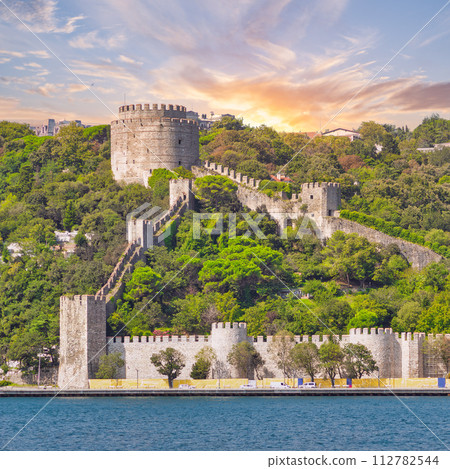 Rumelihisari, or Bogazkesen Castle, at the hills of the European side of Bosphorus Strait, Istanbul, Turkey 112782544