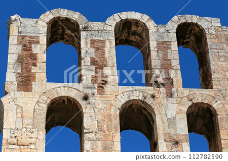 Detail of the Odeon of Herodes Atticus, Greece.  112782590