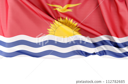 Flag of Kiribati isolated on white background with copy space below. 3D rendering 112782685