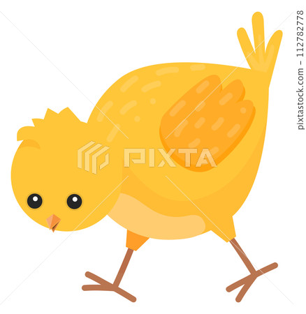 Cute chick walking. Baby chicken bird character 112782778