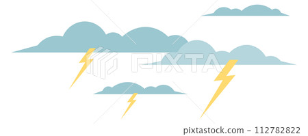 Thunderstorm sky. Clouds with lighting bolts. Bad weather Thunderstorm sky. Clouds with lighting bolts. Bad weather 112782822