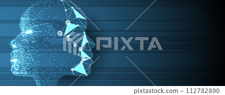 Abstract Artificial intelligence. Cloud computing. Machine learning. Technology web background. Virtual concept futuristic background 112782890