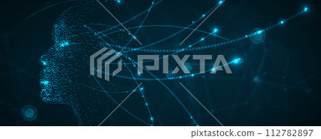 Abstract Artificial intelligence. Cloud computing. Machine learning. Technology web background. Virtual concept futuristic background 112782897