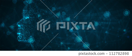 Abstract Artificial intelligence. Cloud computing. Machine learning. Technology web background. Virtual concept futuristic background 112782898