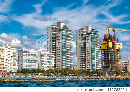 Limassol sea front with high rise residential buildings. Cyprus 112782924