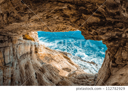 Sea caves of Cavo Greco cape. Ayia napa, Cyprus 112782929