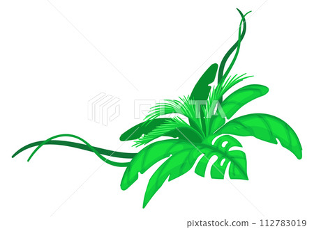 Green tropical corner. Exotic floral border decoration Green tropical corner. Exotic floral border decoration 112783019
