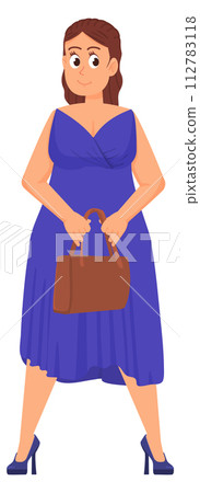 Plump woman in evening dress. Body positive beauty Plump woman in evening dress. Body positive beauty 112783118