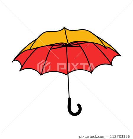 Umbrella outline icon. linear style sign for mobile concept and web design. Rain protection simple line vector illustration. Symbol, logo illustration. yellow and red graphics 112783356