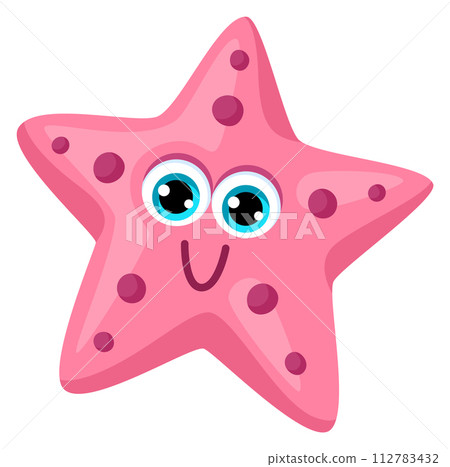 Starfish cartoon character. Ocean wildlife baby mascot Starfish cartoon character. Ocean wildlife baby mascot 112783432