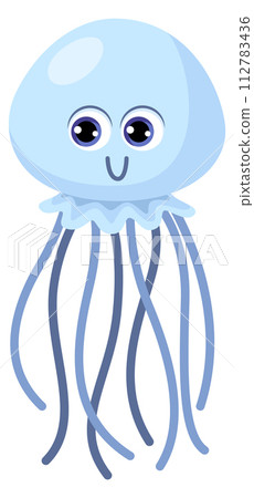 Jellyfish baby cartoon icon. Marine life character Jellyfish baby cartoon icon. Marine life character 112783436