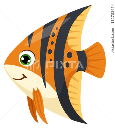 Tropical angel fish cartoon icon. Sea animal 112783454