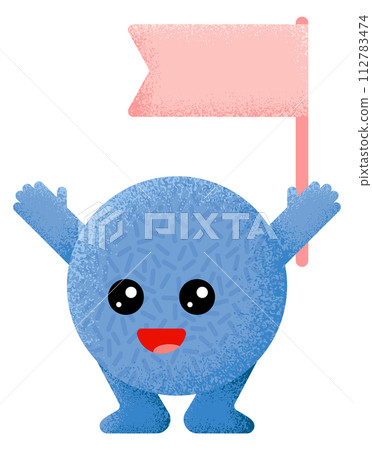 Round blue kid mascot. Textured trendy decoration 112783474