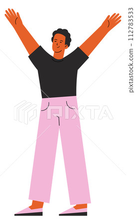 Smiling young man. Happy joyful color character 112783533