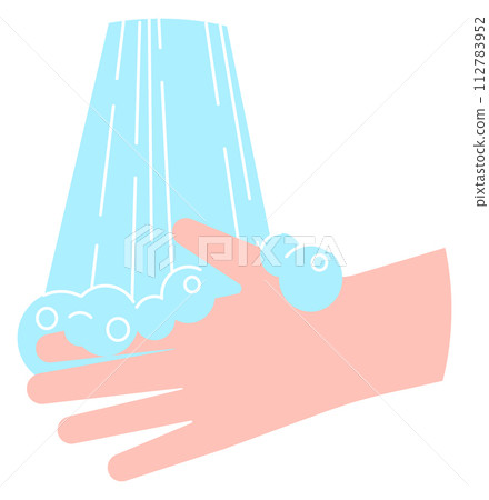 Washing hands in water illustration. Hygiene color icon 112783952