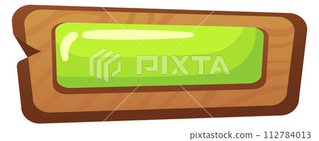 Green game button. Cartoon wooden ui element 112784013