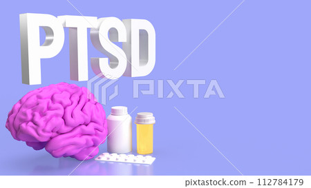 The Brain and ptsd text for health or sci concept 3d rendering. The Brain and ptsd text for health or sci concept 3d rendering. 112784179