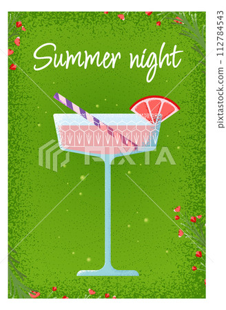 Summer night flyer. Party banner background template 112784543