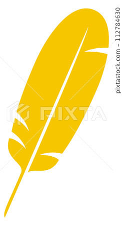 Writing quill yellow icon. Feather color logo Writing quill yellow icon. Feather color logo 112784630