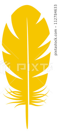 Yellow fluffy feather icon. Lightweight bird element Yellow fluffy feather icon. Lightweight bird element 112784633