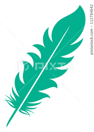 Green bird feather logo. Color plumage element Green bird feather logo. Color plumage element 112784642