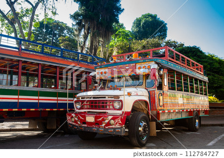 Colorful traditional rural bus from Colombia called chiva Colorful traditional rural bus from Colombia called chiva 112784727
