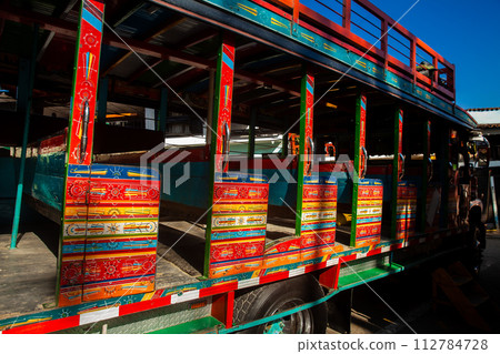 Colorful traditional rural bus from Colombia called chiva Colorful traditional rural bus from Colombia called chiva 112784728