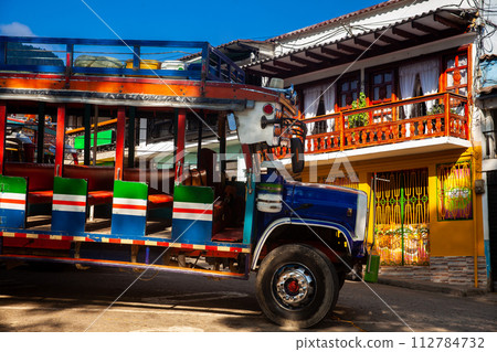Colorful traditional rural bus from Colombia called chiva Colorful traditional rural bus from Colombia called chiva 112784732