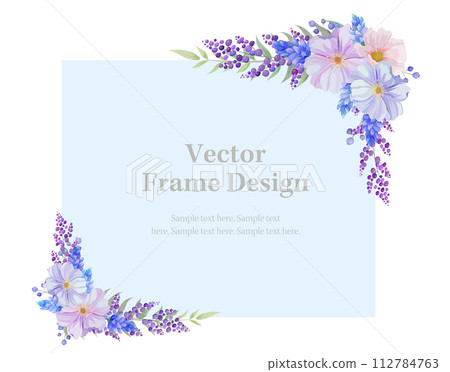 Ornate floral square frame in blue, pink and purple. rectangular text space Ornate floral square frame in blue, pink and purple. rectangular text space 112784763