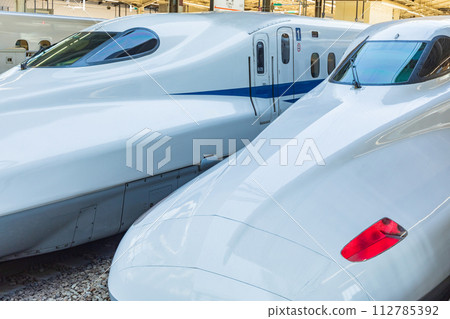 Shinkansen Tokaido/Sanyo Shinkansen stopping at Tokyo Station platform 112785392