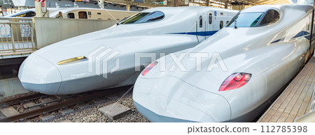 Shinkansen Tokaido/Sanyo Shinkansen stopping at Tokyo Station platform 112785398